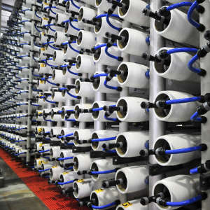 Modern desalination plants using membrane filters (pictured above) can produce four times less brine than older methods.