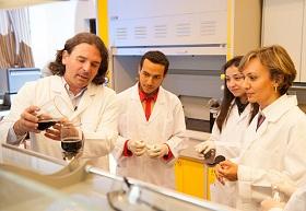 
Adham Ramadan and his team in the lab.
